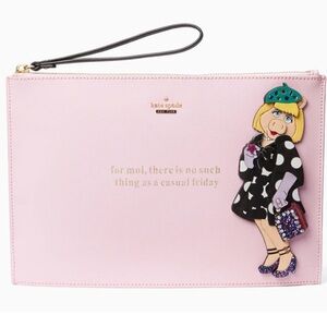 Kate Spade Light Pink Clutch with Miss Piggy Design